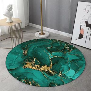 Tapijten moderne luxe woonkamer tapijt en vloerkleed goud groen zwart abstract marmer ronde vloer mat slaapkamer huisdecor niet-slip stoel