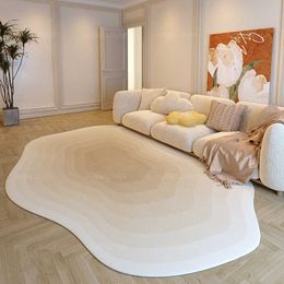 Alfombras Alfombra moderna de lujo para decoración de sala de estar, alfombra irregular cremosa para dormitorio, mesita de noche, ventana, alfombras mullidas y suaves para guardarropa de estudio W0413