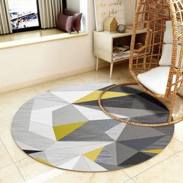 Tapis Moderne Minimaliste Rond Tapis Ordinateur Bureau Chaise Coussin Balcon Suspendu Panier Pivotant Nordique Salon Table Basse Tapis