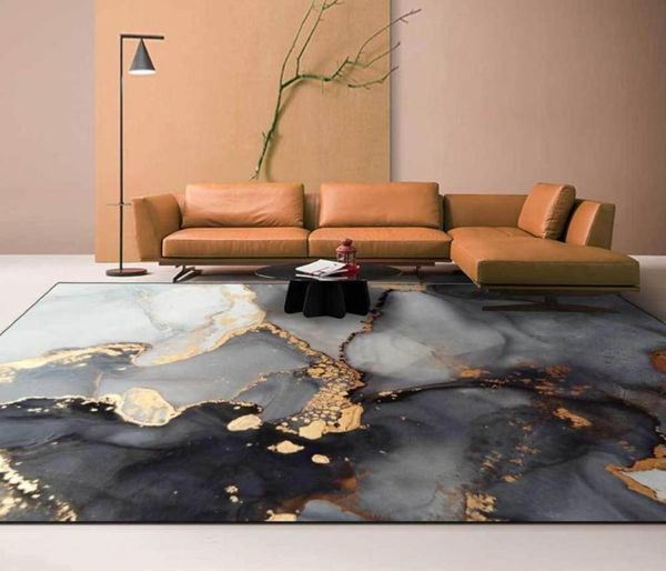 Carpets moderne nordique grand tapis salon 3d imprimé en or noir