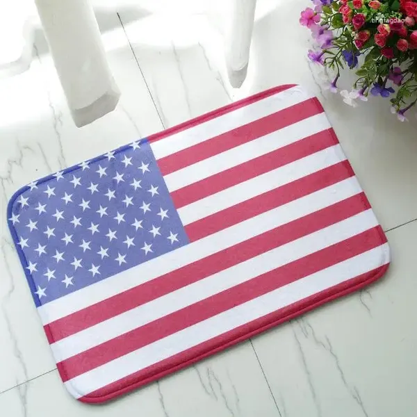 Tapis moderne patriotique USA drapeau américain bienvenue paillasson tapis de bain Grunge étoiles américaines rayures tapis de porte décor en détresse