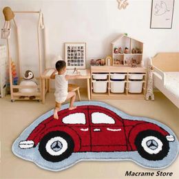 Alfombras Moderna Simple Flocado Hogar Alfombra Dibujos animados Coche Dormitorio para niños Dormitorio Manta de noche Baño Absorbente Antideslizante Estera de pie