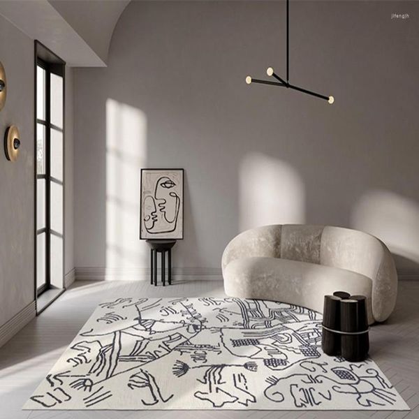 Tapis Style moderne motif abstrait polaire tissu géométrique Art zone tapis INS décoratif Table basse tapis de sol