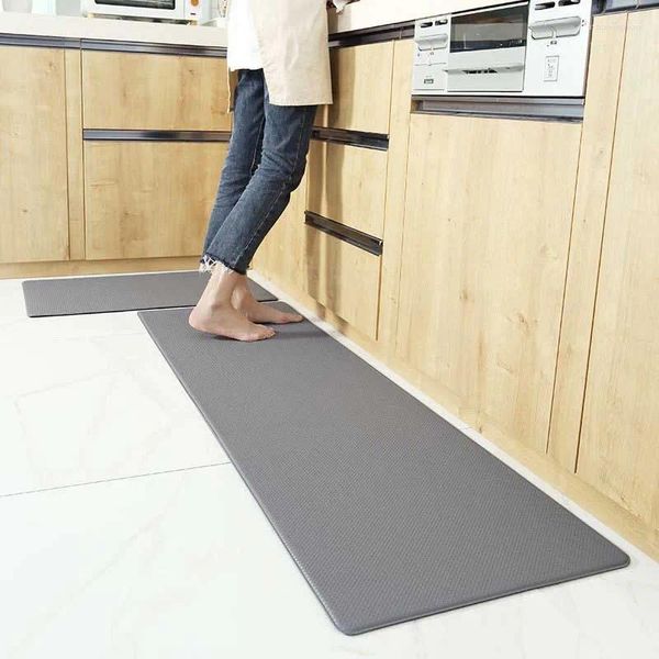 Tapis Tapis de cuisine en cuir PU imperméable moderne pour sol Anti-Fatigue Coussin de pied antidérapant Couloir Passage Hall d'entrée Tapis de porte