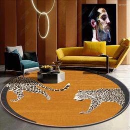Carpets Modern Zebra Tiger Leopard Print Carpet pour le salon Décoration de chambre à coucher Round Floor Mat Area Rug 3D Nordic Home Dywan Tapis