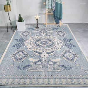 Tapis marocain Style salon tapis rétro gris bleu géométrique ethnique décor à la maison chambre chevet anti-dérapant tapis de sol