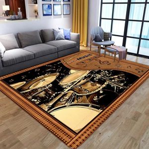 Carpets Music Drum Kit 3D Suisse de flanelle douce imprimée tapis de sol lavables pour le salon chambre de chambre à coucher maison DÉCORATIVE