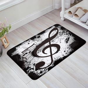 Carpets Music Notes Dot Drop Quaver Black Splash Ink Art Kitchen Paillomat Bedroom Bath Planchers Tapis House Porte Mat de porte Rapis Home Decor Home