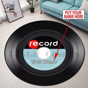 Carpets Music Record Nom personnalisé Circle Round Roule 3D ACTION DE PLANS DE MATE DE SLIP
