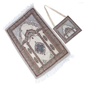 Tapis Tapis de prière musulman avec sac de rangement islamique Janamaz Sajadah Namaz priant couverture de prière portable pour tapis d'utilisation de voyage à domicile