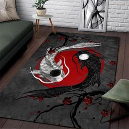 Tapis Mystérieux Tai Chi Poisson Blanc Poisson Noir Impression Salon Tapis Chambre Tapis À Fourrure Décor À La Maison Salle De Bain Anti-dérapant Tapis De Porte 230928