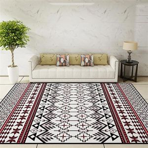 Tapijten nationale stijl salon woonkamer decoratieve tapijt vloer deur yoga mat pad badkamer vloerkleed rood zwart etnisch gestreepte bloemen