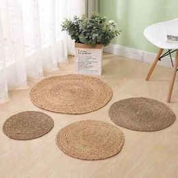 Tapijten natuurlijke bulrush gras handgeweven kleine tapijten stro tapijt rattan matten voor woonkamer tafel Japanse thee water kalebas tapijt