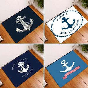 Carpets Nautical Anchor Boat Navy Mat salon Home Decor Carpet Non-Slip Easy Facile Cuisine Area Tapis Wellable Welcome Doormats Wellow