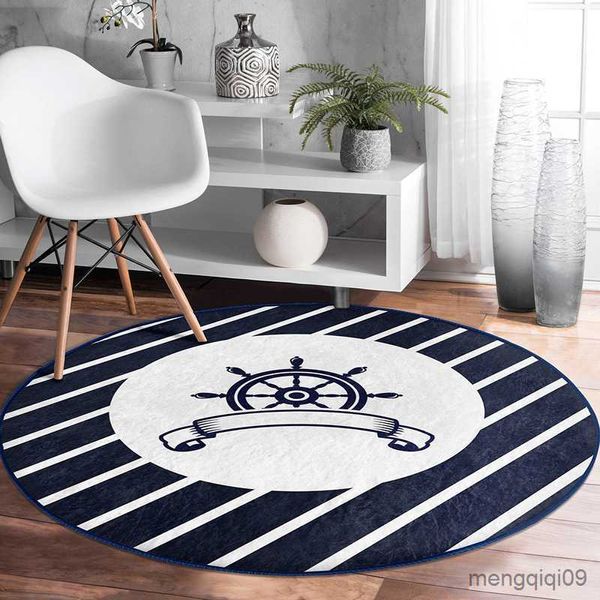 Tapis Nautique Circulaire Tapis pour Salon Antidérapant Tapis De Chevet pour Chambre Tapis De Sol pour La Décoration De La Maison Esthétique R230801