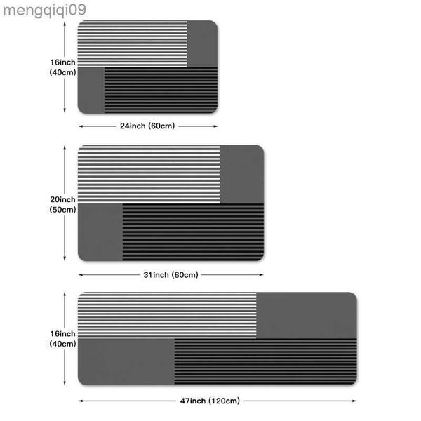 Alfombras Nuevo Estampado de retazos a rayas Alfombra de piso de cocina Sala de estar Decoración Alfombra Pasillo de entrada Felpudo Puerta de balcón Alfombra antideslizante R230731