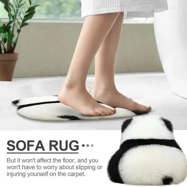 Alfombras no deslizan alfombra animal pelusa larga panda koala faux pelaje alfombra sala de estar dormitorio sofá cojín artificial y esponjoso felpudo