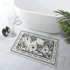 Tapijten niet-slip badkleed absorberende vloer mat Noordse bloemen tapijt voor badkamer slaapkamer deurmatte wasbare keuken tapijten pluche voet padcarpets