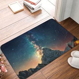 Tapis Tapis antidérapant Nuit Ciel Étoiles Nébuleuse Paysage Montagne Camping Paillasson Salon Cuisine Tapis Porte D'entrée Tapis De Maison