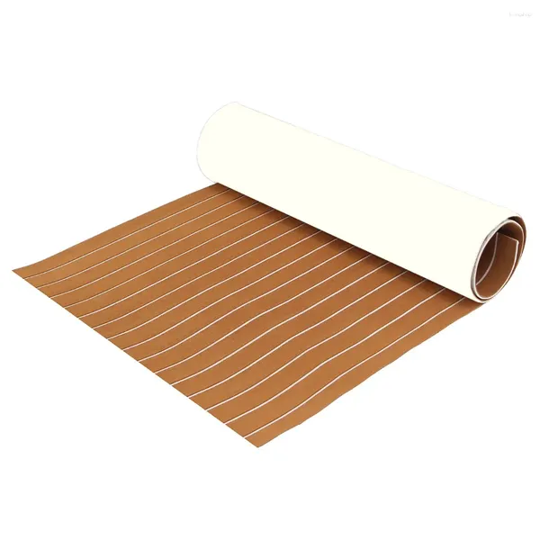 Carpets Planchers non glissés Eva Foam Floor Trek Deck Tap tapis auto-adhésif pour bateau de yacht 6 mm Brun avec des lignes blanches