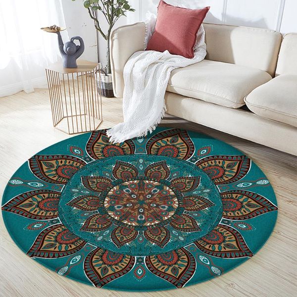 Tapis Tapis de flanelle rond antidérapant pour tapis de sol Salon Chambre Décor Zone antidérapante Yoga Mandala 2021 Style de tapis