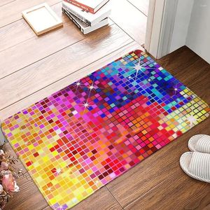 Carpets Tapis sans glissement Portant de cuisine tapis image de paillettes colorées métalliques Look Disco Ball Balpattern Balcony Tapis