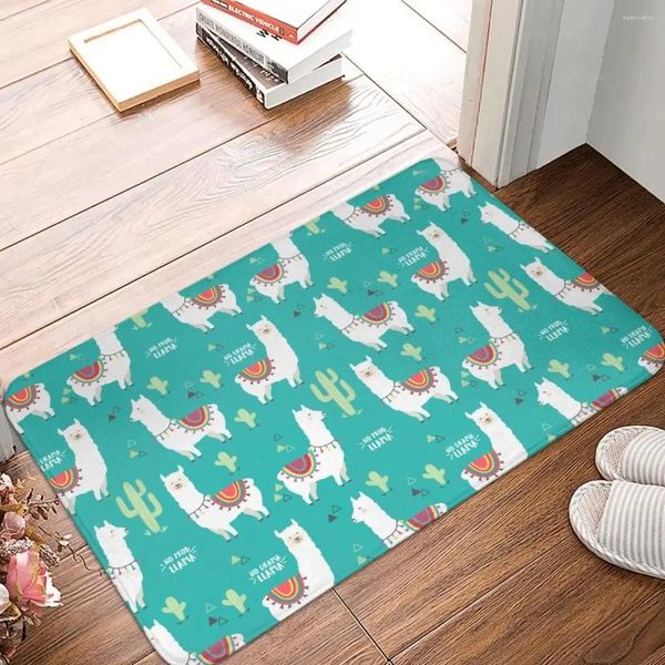 Tapis tapis non glissant paillasson de cuisine tapis de cuisine mignon white lama alpaca cactus halway tapis home décoratif décoratif