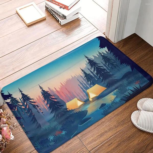 Carpets Tapis sans glissement tapis de cuisine tapis de cuisine Camping Nature Nature Sunrise River Night Sky Planchers Tapis Decor de chambre à coucher