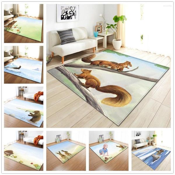 Tapis nordique 3D tapis dessin animé Animal enfants chambre tapis de jeu doux flanelle mousse à mémoire maison grande taille pour salon tapis