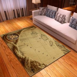 Alfombras nórdicas 3D mapa náutico dormitorio de niños alfombra de juego alfombras de franela suave decoración del hogar área grande para sala de estar