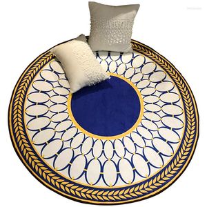 Tapis nordique chambre circulaire tapis motif géométrique absorbant salon couloir tapis anti-taches rond bleu coeur tapis de sol