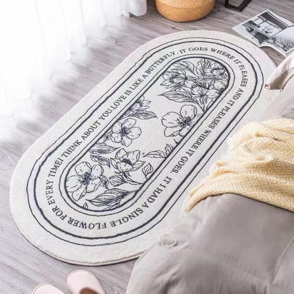 Alfombras nórdicas para dormitorio, alfombra mullida para mesita de noche, alfombrilla para ventana de Bahía de tira larga japonesa Simple con planta, alfombra peluda, mantas