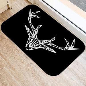 Tapijten Noordse zwarte geometrische badkeuken Toegang Deur Mat Koraal Velvet Tapijt Loopmes Binnen vloeren Matten Anti-slip Tapijt Tapijt Home Decor