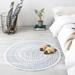 Carpets Nordic Carpet 3D Print Boho Style Coton Coton Soft Plux Round Round Hand Woven National Classic Tapestry Canapa coussin Mat de sol