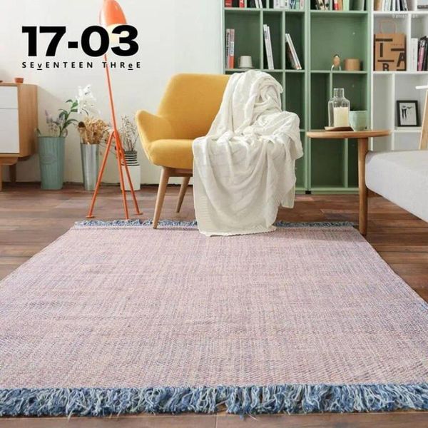 Carpets nordique coton lin kilim tapis plancher de style ethnique porte cotonnette filel chambre