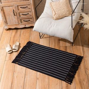 Tapis Nordic Cotton Lin Tissé Tapis Salon Chambre Tapis De Sol