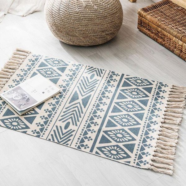 Tapis nordique coton doux gland maison pour salon chambre enfant Boho décorer tapis sol porte tapis Simple tapis