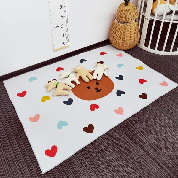 Tapis nordique mignon amour coeur ours tapis bébé jouer tapis anti-dérapant doux enfants ramper tapis pour enfants chambre salon décoration