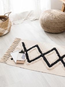 Tapis nordique nordique coton simple et ethnique simple et le plateau de sol tufté en trois dimensions pour chambre de lit de chevet
