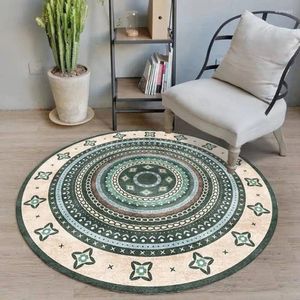 Tapijten Noordse etnische stijl Tapijten Boho ronde tapijt Katoen linnen Tassel vloer Mat Home El woonkamer voor kinderen Anti slip deurmattapis