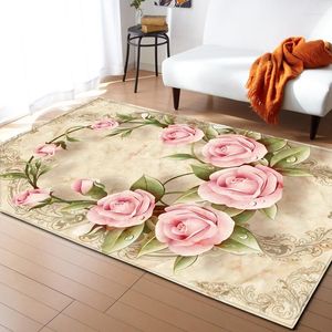 Alfombras de flores nórdicas, alfombra para habitación de niños, dormitorio, decoración de boda, alfombra antideslizante de franela grande para el hogar y la vida