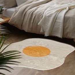Tapijten Noordelijke bloem tapijt ins ei zonnebloem tapijt voor slaapkamer woonkamer schattige pluche vloermat eenvoudig rond bed decor gebied vloerkleden 230511