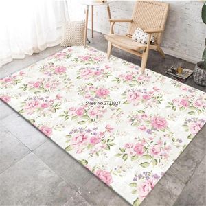 Tapis nordique frais rose rose motif blanc tapis fille chambre chambre tapis de chevet antidérapant sol de cuisine