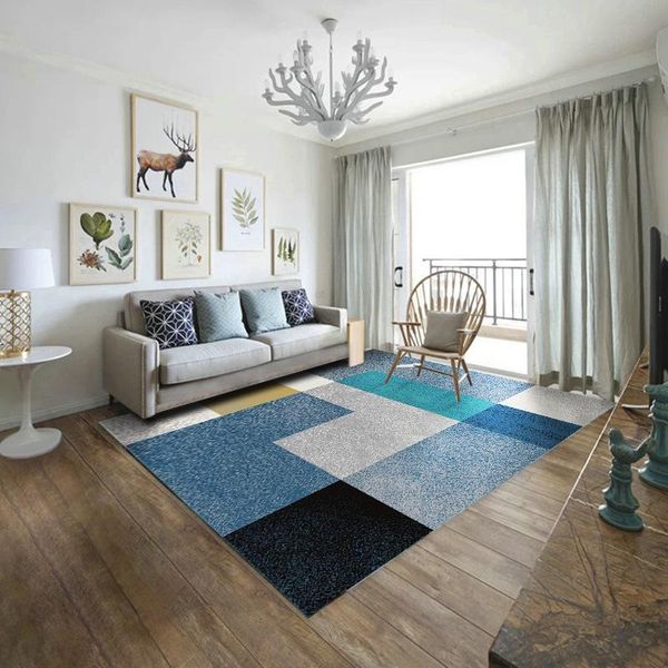 Tapis nordique géométrique salon tapis Simple moderne chevet Table basse tapis de sol Larget rectangulaire polypropylène chambre tapis