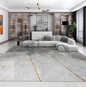 Carpets Geométrie nordique gris avec ligne dorée tapis à grande surface tapis en velours d'agneau doux et pour le salon décor de chambre épaisse6090077