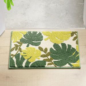 Tapijten Noordse groene bladpatroon Loopmede tapijten zacht getuft tapijt Home Decor Non-slip slaapkamer Galway Toilet Toilet Badkamer Vloer Mat Dropship