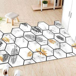 Alfombras nórdicas para el hogar, alfombra con patrón hexagonal de dibujos animados, cocina, dormitorio, baño, sala de estar, pasillo, puerta de entrada, alfombrilla antideslizante que se puede cortar