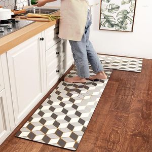 Carpets Nordic Home Kitchen Long Floor Mat PVC Cuir étanche et épaissis de rebond lent et résistant à l'huile