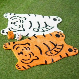 Tapis nordique Imitation tigre motif tapis cachemire antidérapant tapis antidérapant lavable Animal imprimé tapis pour salon chambre