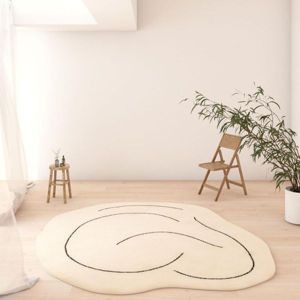 Carpets Nordic Ins Round Tapis et tapis pour le salon Blanche de lit de décoration minimaliste de chambre à coucher